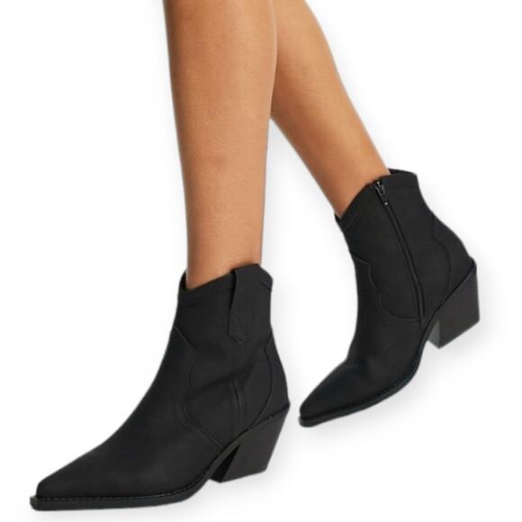 ASOS DESIGN SIZE 7 Rocket western ankle cowboy boots in black UK Size 5 - Picture 6 of 10